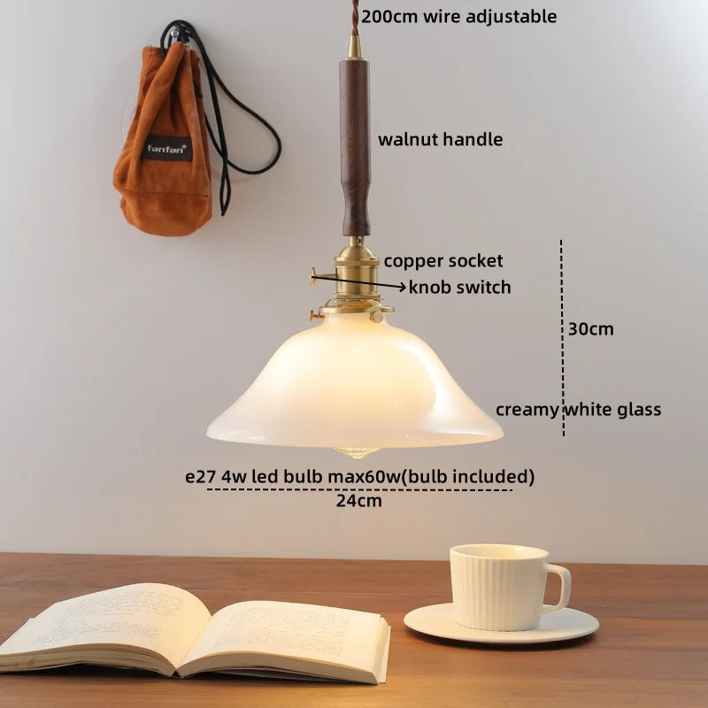 Decorbites™ Grüne Glas-LED-Pendantlampen, Walnuss-Kupfer Moderne Hängeleuchten