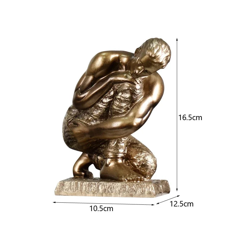 Decorbites™ Goldener Denker Bodybuilder Harz-Skulptur für Schreibtisch-Dekoration und Raumästhetik
