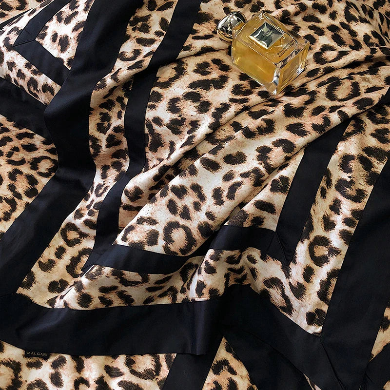 Decorbites™ Leopard-Muster Lyocell-Baumwoll-Bettwäsche-Set, Luxus-Daunenbezug, Laken & Kissenbezüge