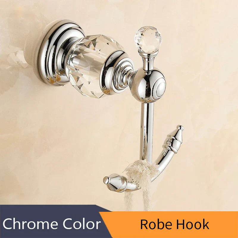 DecorBites™ Crystal Brass Gold Bathroom Accessories Set