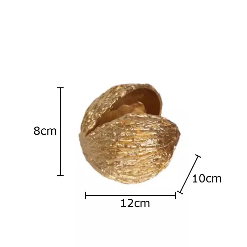 Decorbites™ Goldene Nuss-Schalen-Ornamente Moderne Handwerkskunst Schreibtisch-Dekoration Kunstwerk Raumästhetik Dekoration