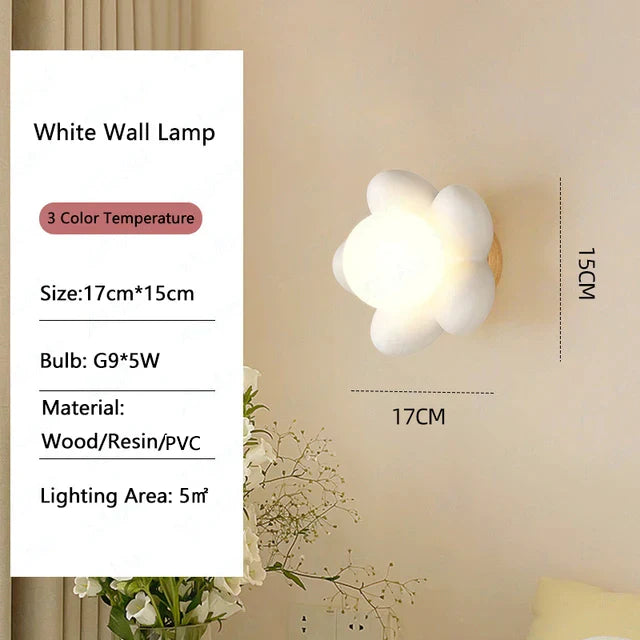Decorbites™ Kinder Blüten Harz Wandlampe LED G9 Birne Weiß Rosa Kreative Schlafzimmerdekoration