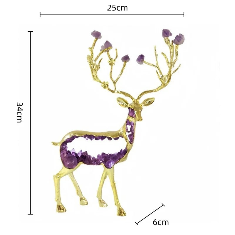 DecorBites™ Amethyst Deer Statue | Simulated Crystal Animal Sculpture for Home Décor