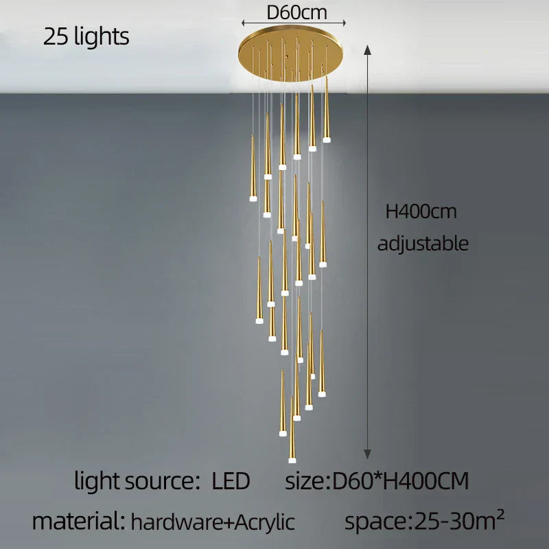 Decorbites™ Golden Tapered Chandelier LED - Moderne Innenbeleuchtung für Wohnzimmer, Küche und Flur