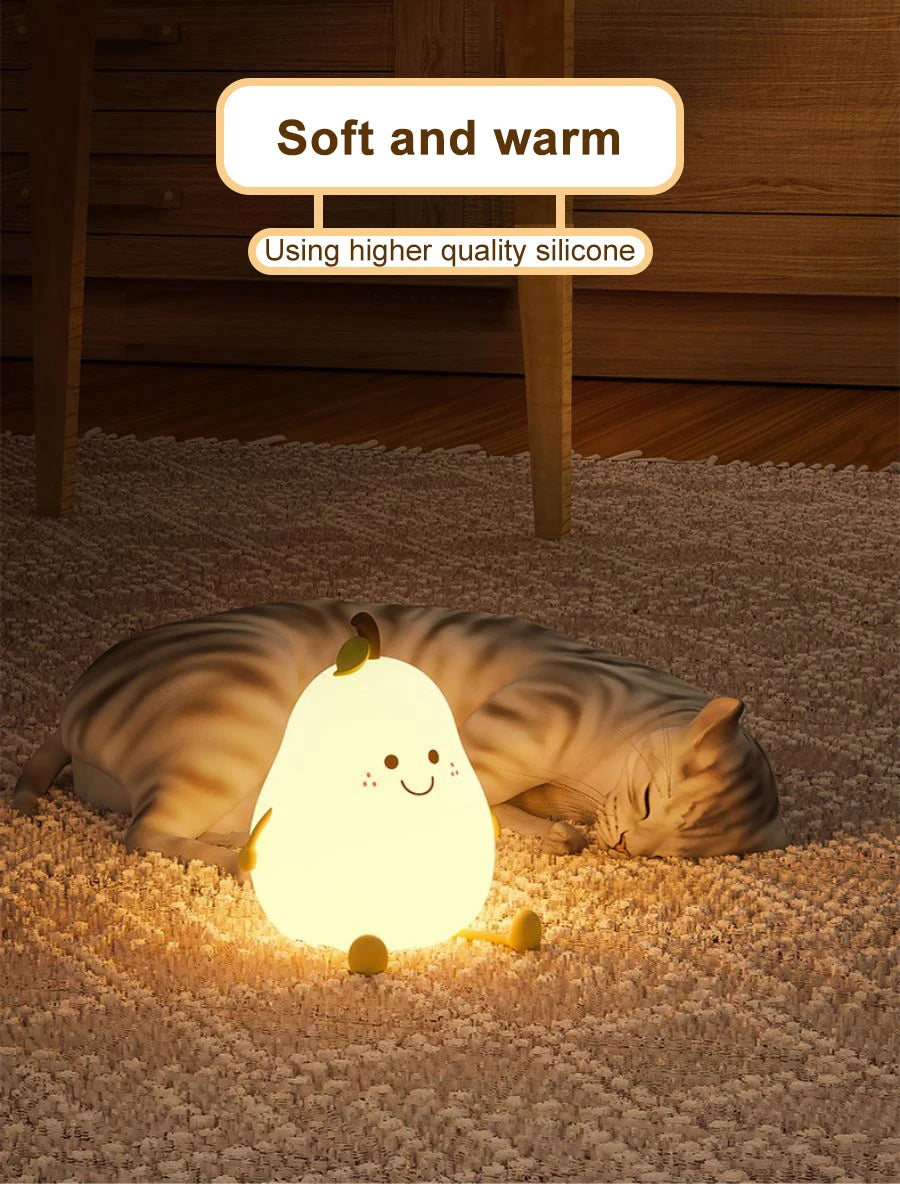 USB wiederaufladbares Nachtlicht Birne Silikon Nachtlichter Touch Sensor Schlafzimmer Nachttisch Katze Lampe mit Fernbedienung für Kinder Baby Geschenke