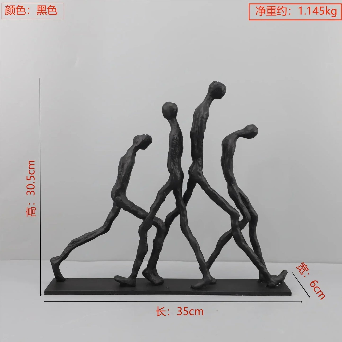 Decorbites™ Iron Man Abstrakte Skulptur Schwarze Metall-Figur Dekoration für Raumästhetik