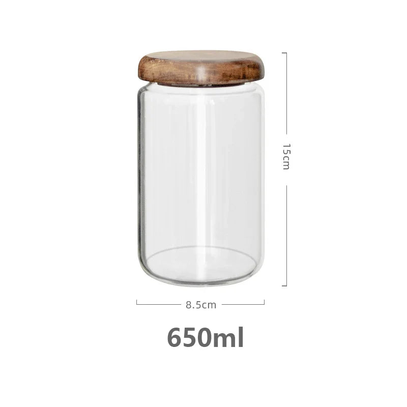 Decorbites™ Acacia-Holz-Deckel Glas-Nahrungsmittelaufbewahrungsbehälter – Elegantes und funktionales Küchengefäß