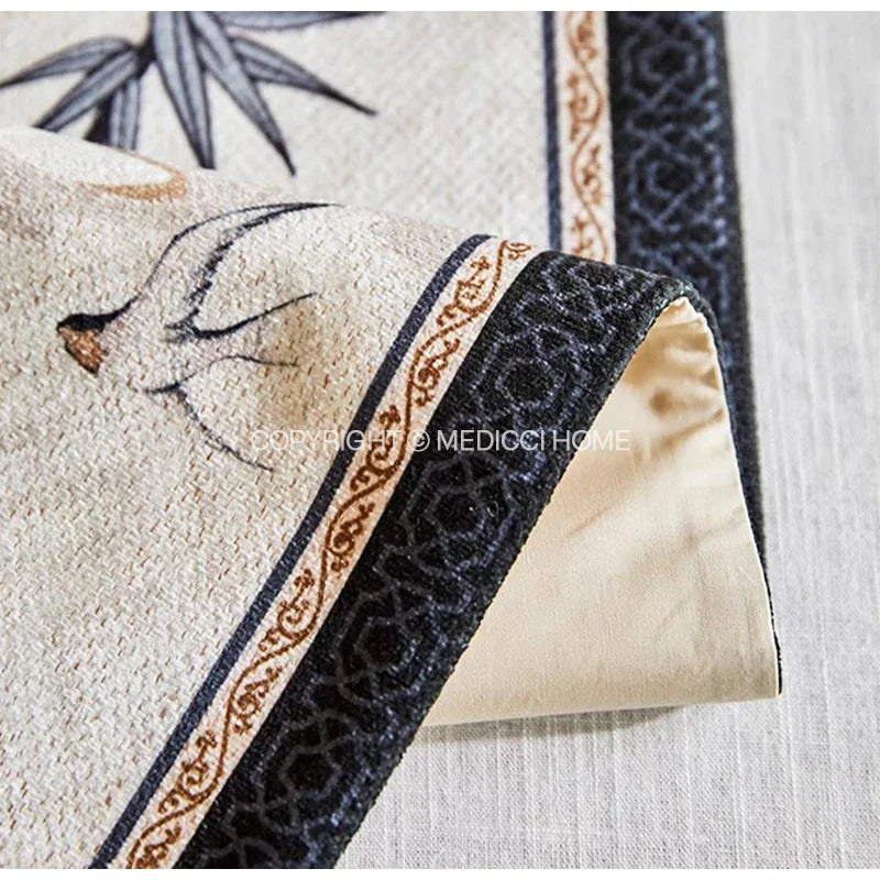 Decorbites™ Bambusblatt-Schwalben-Druck Tischläufer für Chinoiserie Chic Landhaus-Dekoration