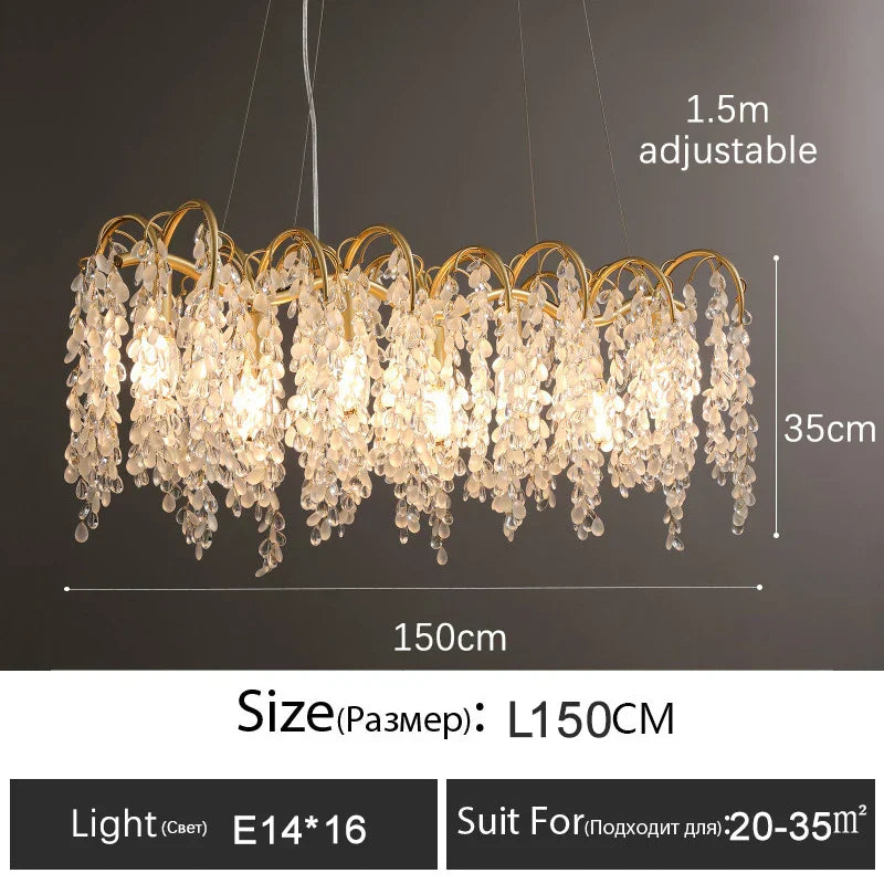Decorbites™ Kristall-LED-Kronleuchter Golden Luxus-Wohnzimmer-Deckenleuchte