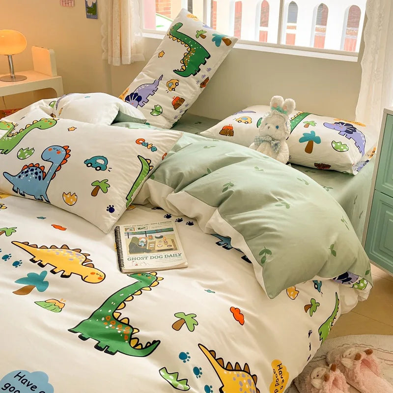 DecorBites™ Cotton Cartoon Printed Bed Set with Non-Fading Floral Patterns for Adults