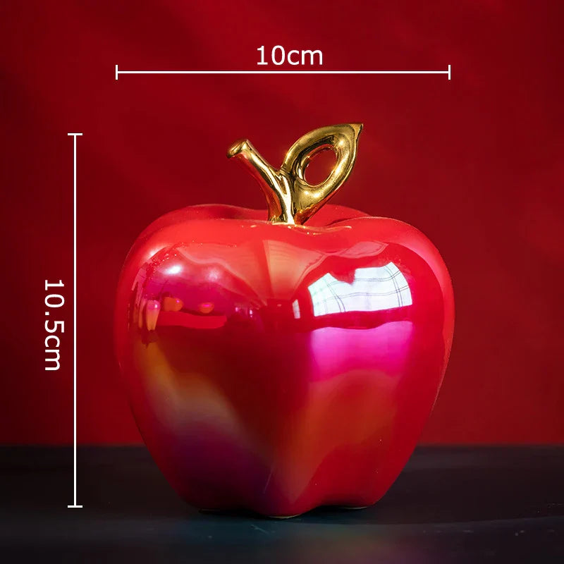 Decorbites™ Goldene Keramik-Apfel-Skulptur Schreibtisch-Dekoration Ornamente Handwerk Raumdekoration