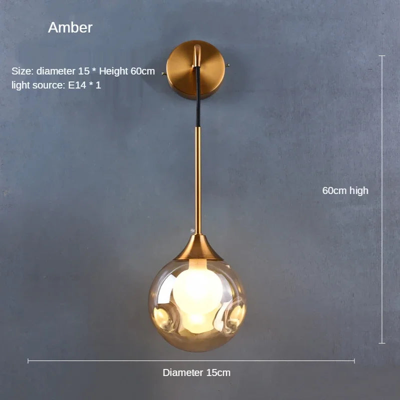 Decorbites™ Glasball Gold Wandlampe Moderne Wandleuchte Nordisches Leuchten für Wohnzimmer Schlafzimmer