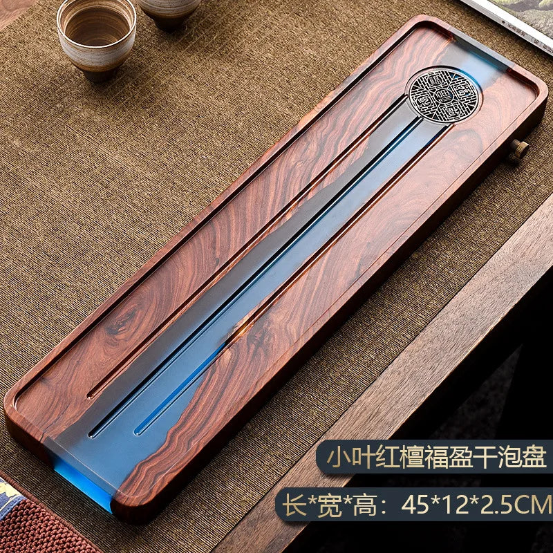 DecorBites™ Handmade Wood Resin Tea Tray | Bubble Tea Table Home Kung Fu Set
