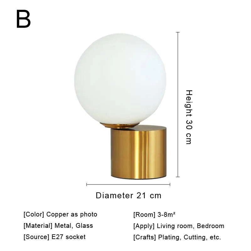Decorbites™ Glas-Schreibtischlampe: Schlankes nordisches Design, ideal für Schlafzimmer, Wohnzimmer, E27