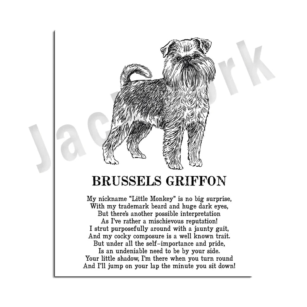 Decorbites™ Hunderassen-Poster: Chinesischer Nackthund, Chesapeake Bay Retriever, Brüsseler Griffon, + Mehr