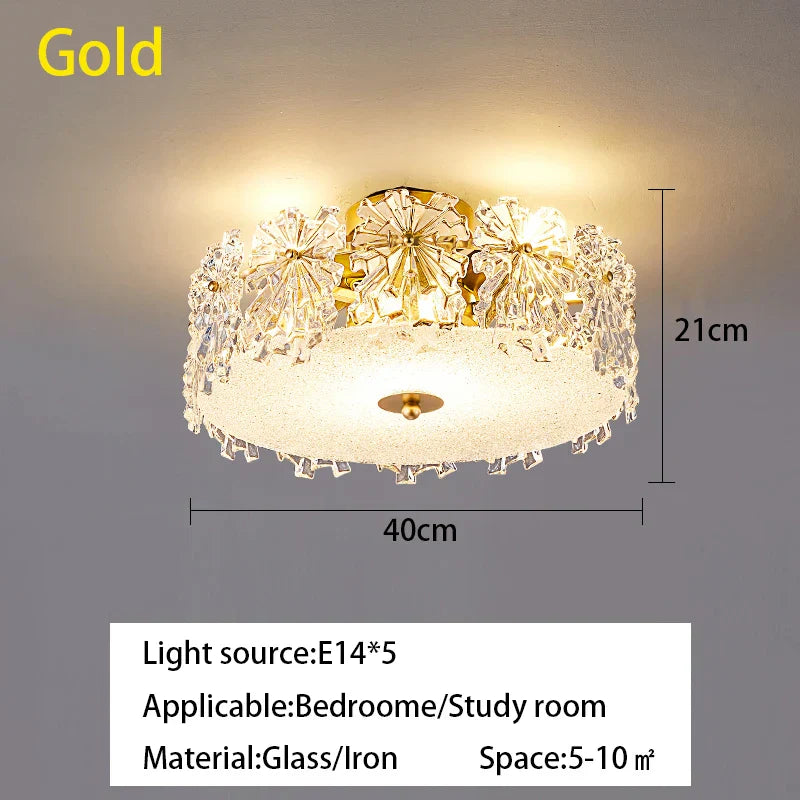DecorBites™ Crystal Glass Maple Leaf Ceiling Chandelier for Modern Luxury Minimalist Living Room