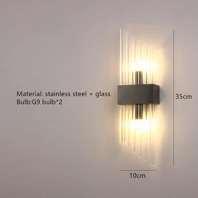 DecorBites™ Clear Crystal LED Wall Lamp Stainless Steel Sconces for Bedroom Dining Room