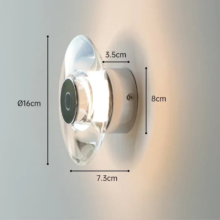 DecorBites™ Crystal Bedside Wall Lamp: Modern Minimalist Circular Design for Home