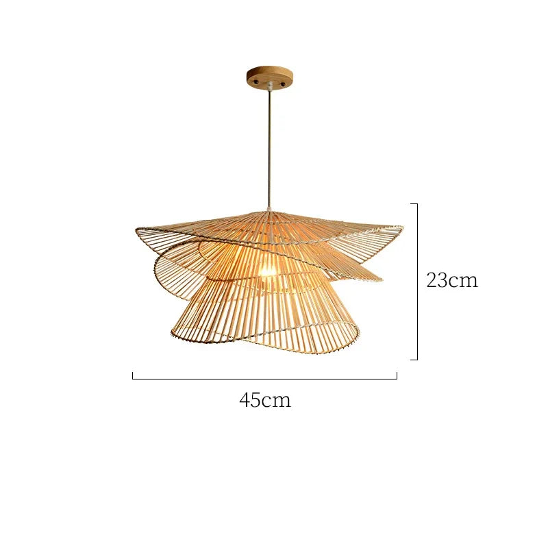 Decorbites™ Bambus-Rattan-Hängeleuchte Geflochtener Kronleuchter Korb-Lampe