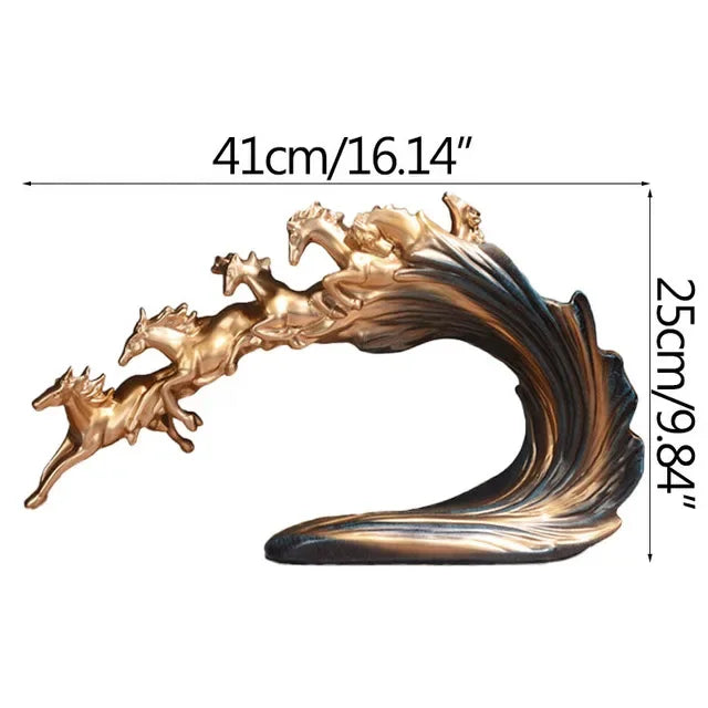 Decorbites™ Galoppierendes Pferd Luxus-Skulptur: Elegante Dekoration für Büro, Wohnzimmer & Geschäft.