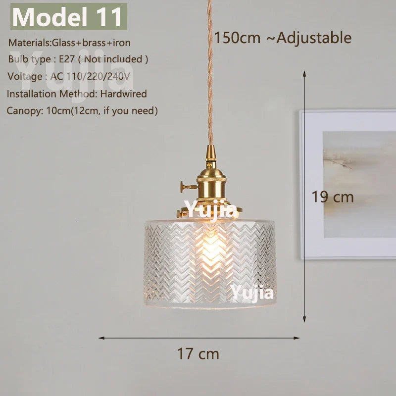 Vintage Green Glass Pendant Light With Brass Details