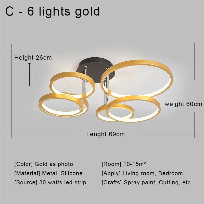 DecorBites™ LED Ceiling Chandelier Remote Control Living Room Bedroom Kitchen Lamp White