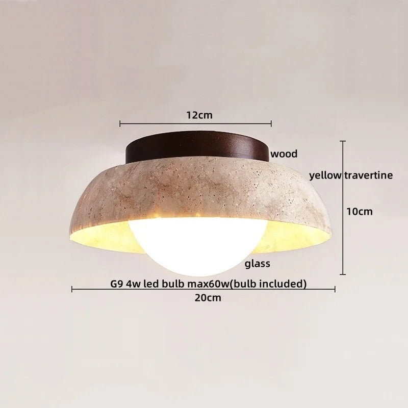 Decorbites™ LED Holz Gelber Travertin Deckenleuchte – Moderner Stil für die Hausdekoration