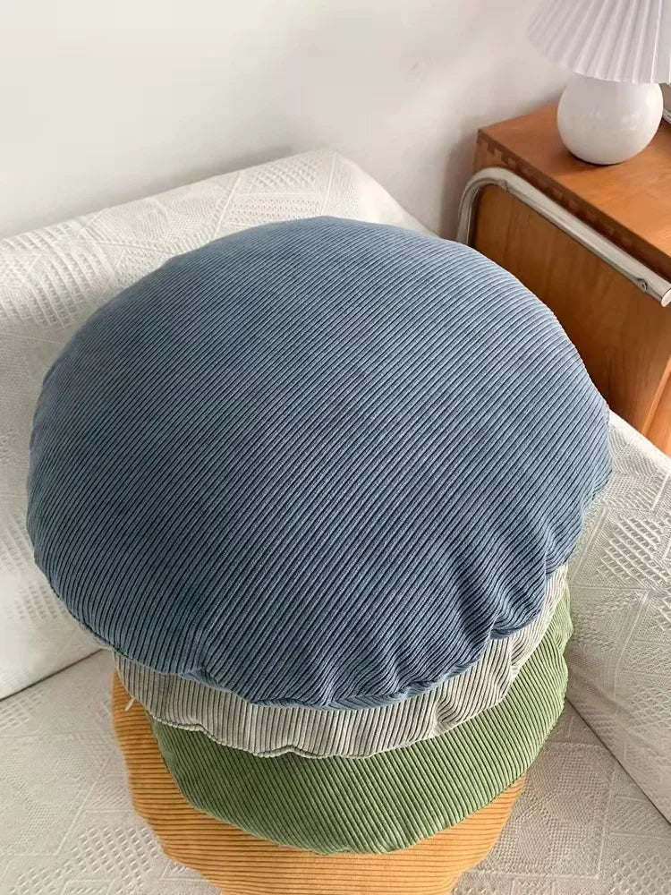 Decorbites™ Kordstoff-Rund-Kissenbezug 60x60 cm - Einfarbiges Streifenmuster für Sofa