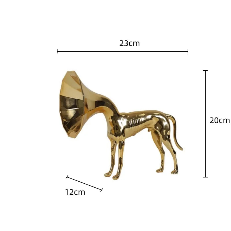 Decorbites™ Abstrakte Goldene Trompeten-Hund-Skulptur Haustierdekoration Simuliertes Tierfigürchen
