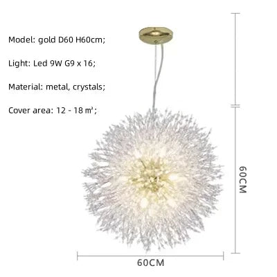 Decorbites™ Löwenzahn Gold/Chrom Kronleuchter mit Kristallen, G9 Anhängerleuchten für elegante Beleuchtung