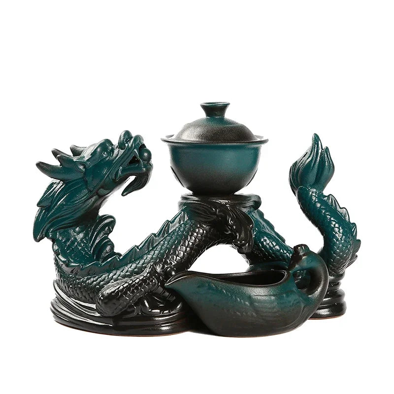 Decorbites™ Drachen-Teekanne-Set | Halbautomatisches Teeservice | Magnetisch rotierendes wasserleitendes Teeservice