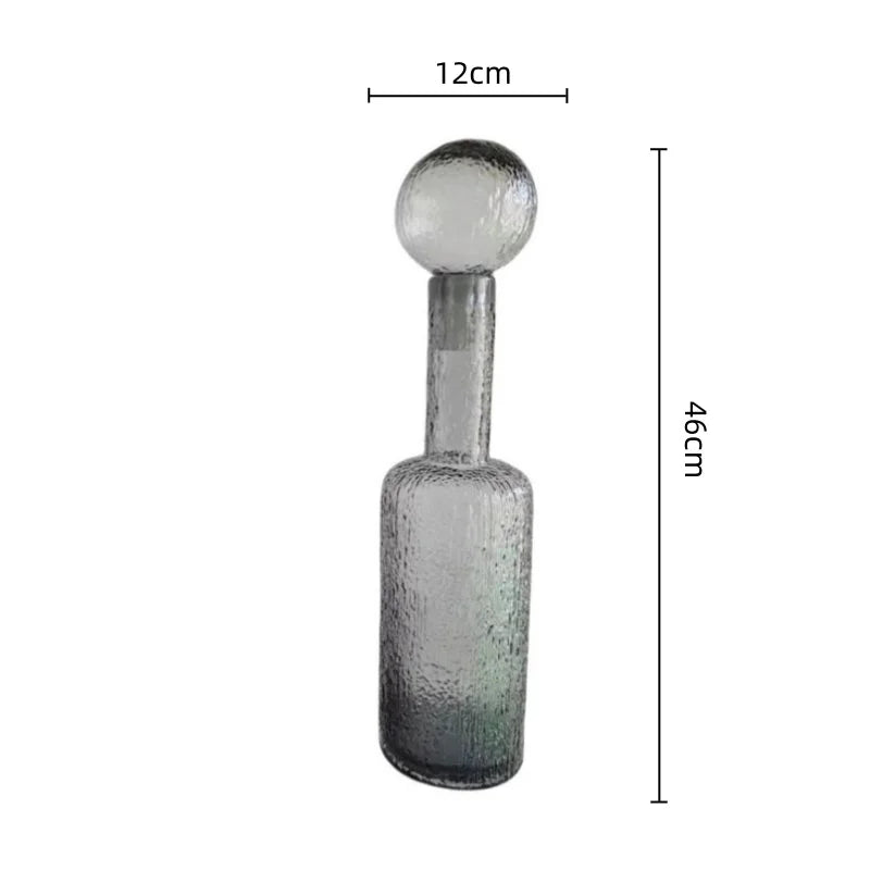 Decorbites™ Graue Runde Glasvase mit Hammerdeckel Terrarium Heimdekoration