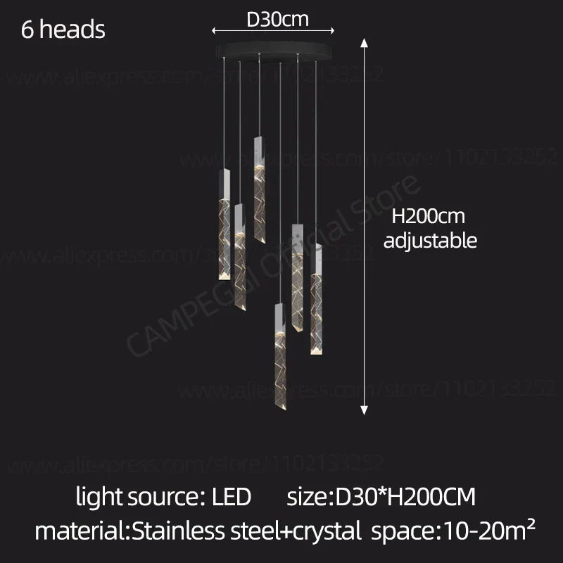 Decorbites™ Kristall-Chrom-LED-Kronleuchter: Elegante Duplex-Treppenbeleuchtung für moderne Innenräume
