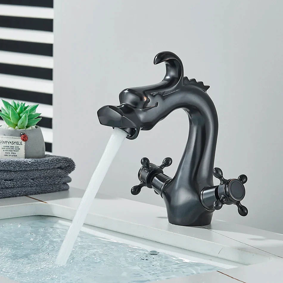 DecorBites™ Dragon Style Bathroom Basin Faucet with Hot Cold Water Mixer Tap
