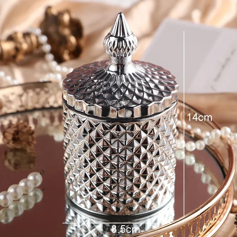 Decorbites™ Vergoldetes Glas-Nachfüllgefäß mit Deckel für Süßigkeiten, Schmuck und Kosmetik