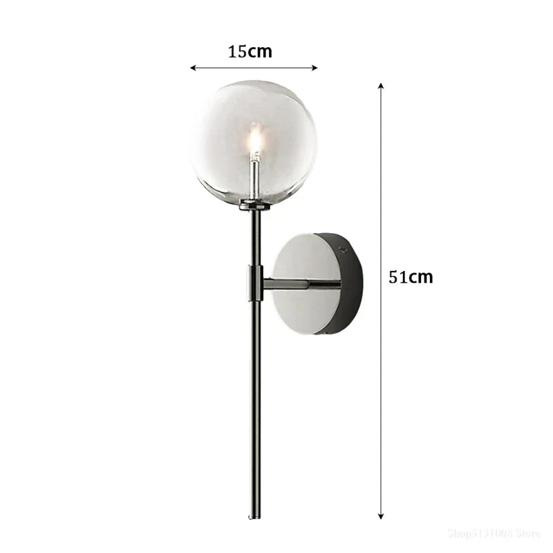 Decorbites™ Klare Glasballen Lange Wandlampe - Retro-Stil für Wohnzimmer, Schlafzimmer, Küche