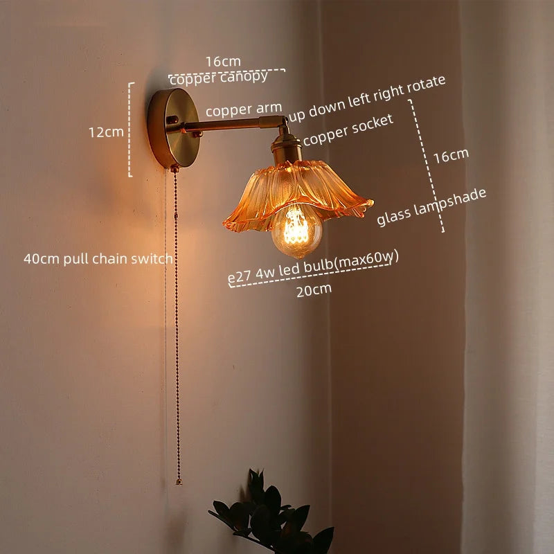 Decorbites™ Japanischer Stil LED-Glas-Kupfer-Wandleuchte für Restaurant, Bar, Schlafzimmer, Badezimmer