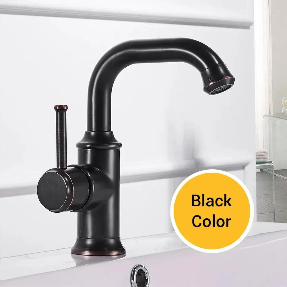 Decorbites™ Schwarzer Messing Badezimmer-Wasserhahn Heiß-Kalt-Wasser-Mischbatterie WF-18061