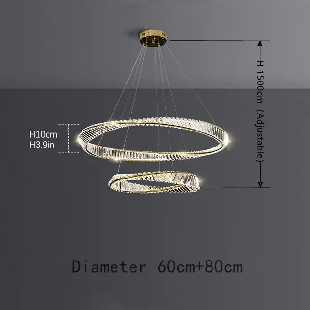 Decorbites™ DNA-Spirale Kristall-Lüster LED-Ring-Design für luxuriöses Wohnzimmer