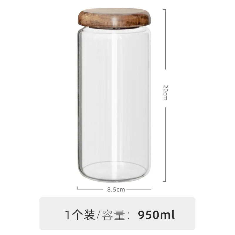 Decorbites™ Glas-Gewürzglas mit Akazienholz-Deckel, 10oz luftdichtes Aufbewahrungsgefäß