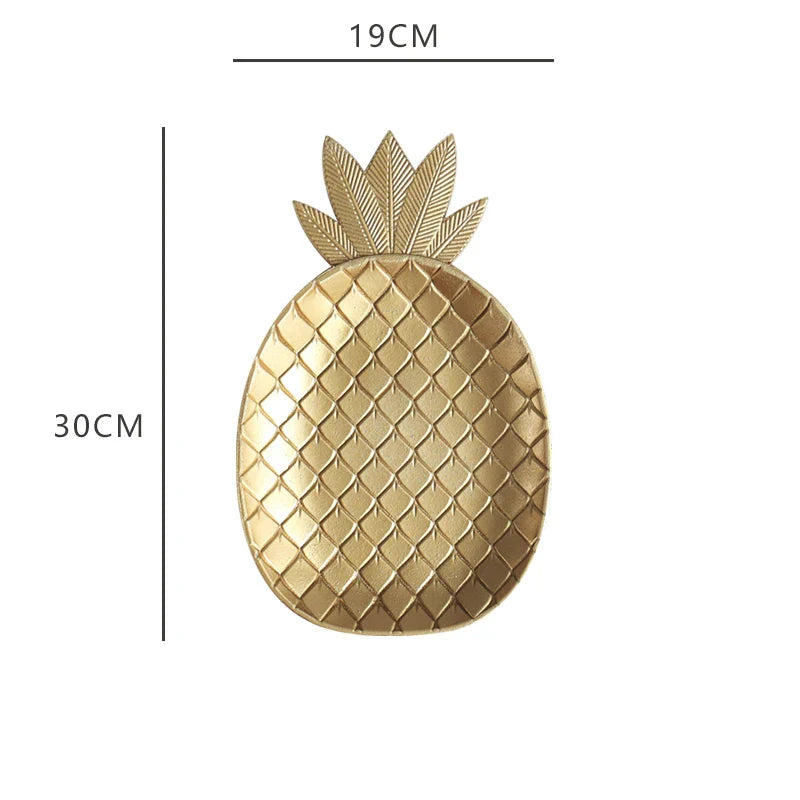 Decorbites™ Blattförmiges Goldlack Holztablett 14,5x40 cm - Modernes Dekoratives Tischgeschirr