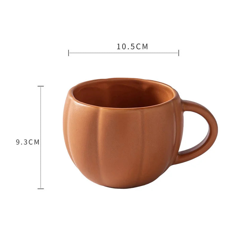 Decorbites™ Halloween-Kürbis-Keramikbecher mit retro Emaille-Griff für Kaffee, Milch und Tee