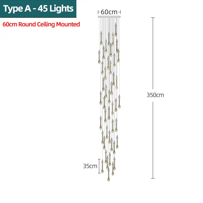 DecorBites™ Crystal Water Drop Chandeliers: Modern Luxury LED Lighting for Bedroom, Bar & Decor