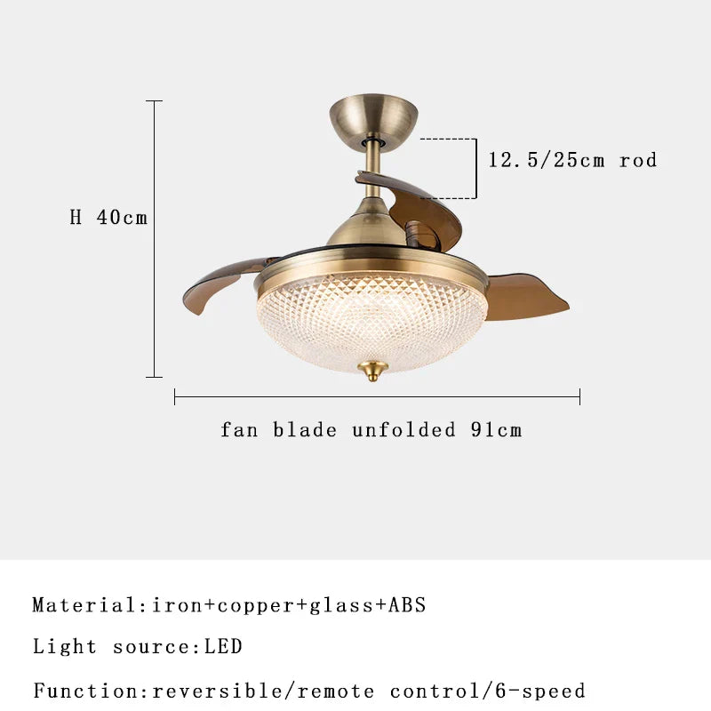 Decorbites™ Gebürstetes Kupfer LED-Deckenventilator mit Fernbedienung - 6 Geschwindigkeiten