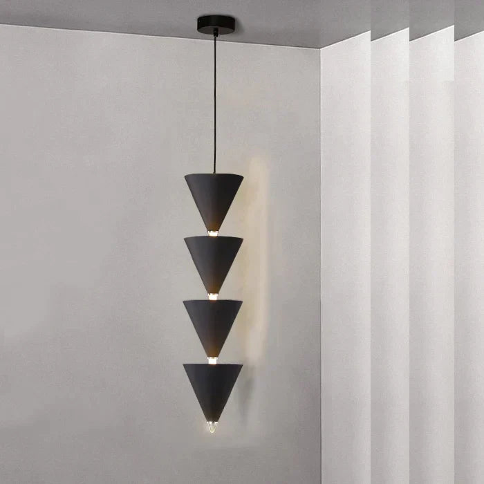 DecorBites™ Cream Bedroom Chandelier: Minimalist Cone Design, Long Line Branches
