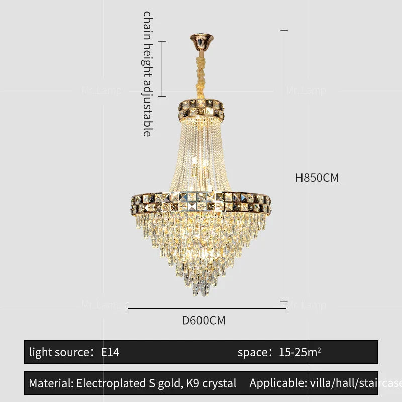 Decorbites™ Kristall-Leuchter: Intelligente Dimmbare Duplex-Villa-Pendelleuchte für Luxus-Wohnzimmer