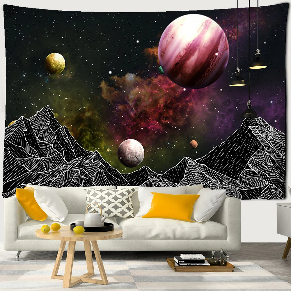 Decorbites™ Schwarz-Weiß-Sterne-Mandalas-Tapisserie - Wohnraumausstattung