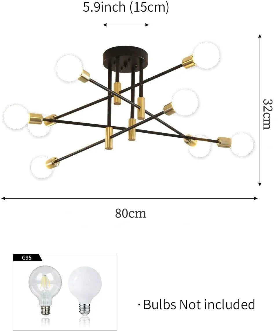 Decorbites™ Industrielle Sputnik-Hängelampe Halbspülleuchte für Küche Esszimmer Schlafzimmer
