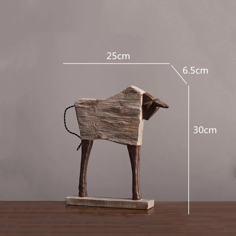 Decorbites™ Pferdeskulptur: Handgefertigtes Holzmaserungsdesign, Tierfigur für die Raumdekoration