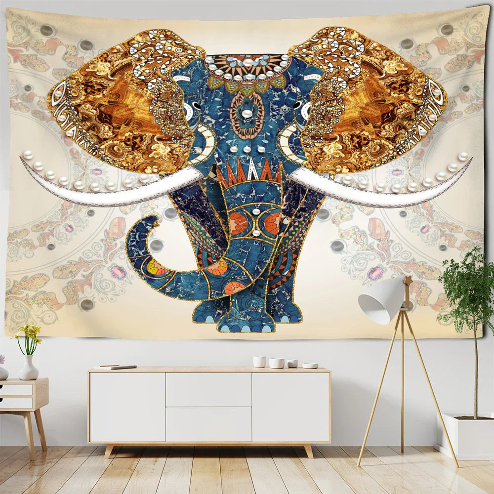 Decorbites™ Elefanten-Mandalas-Teppich Lebensbaum Wandbehang Psychedelisches Hexenwerk Hausdekoration